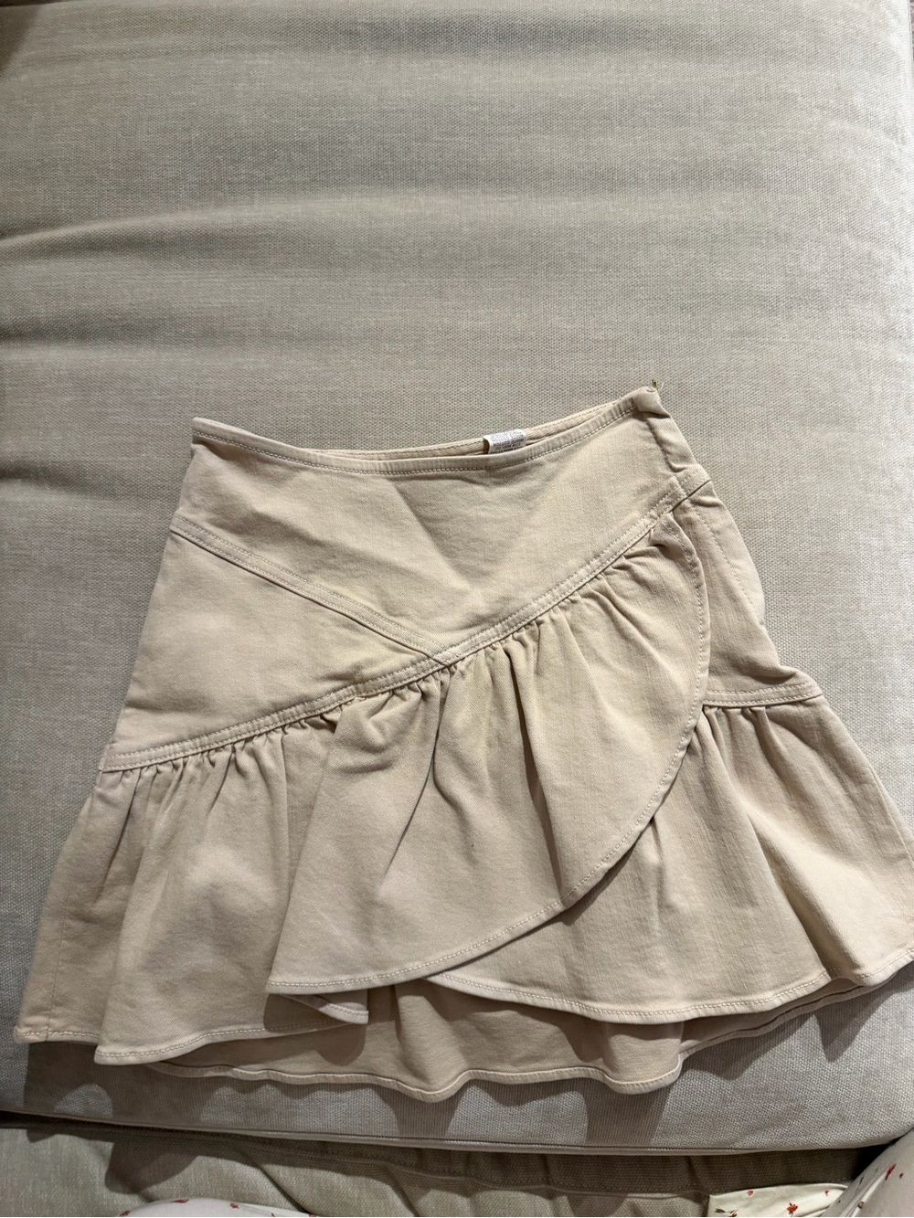 MOTHER Beige Ruffle Circle Skirt